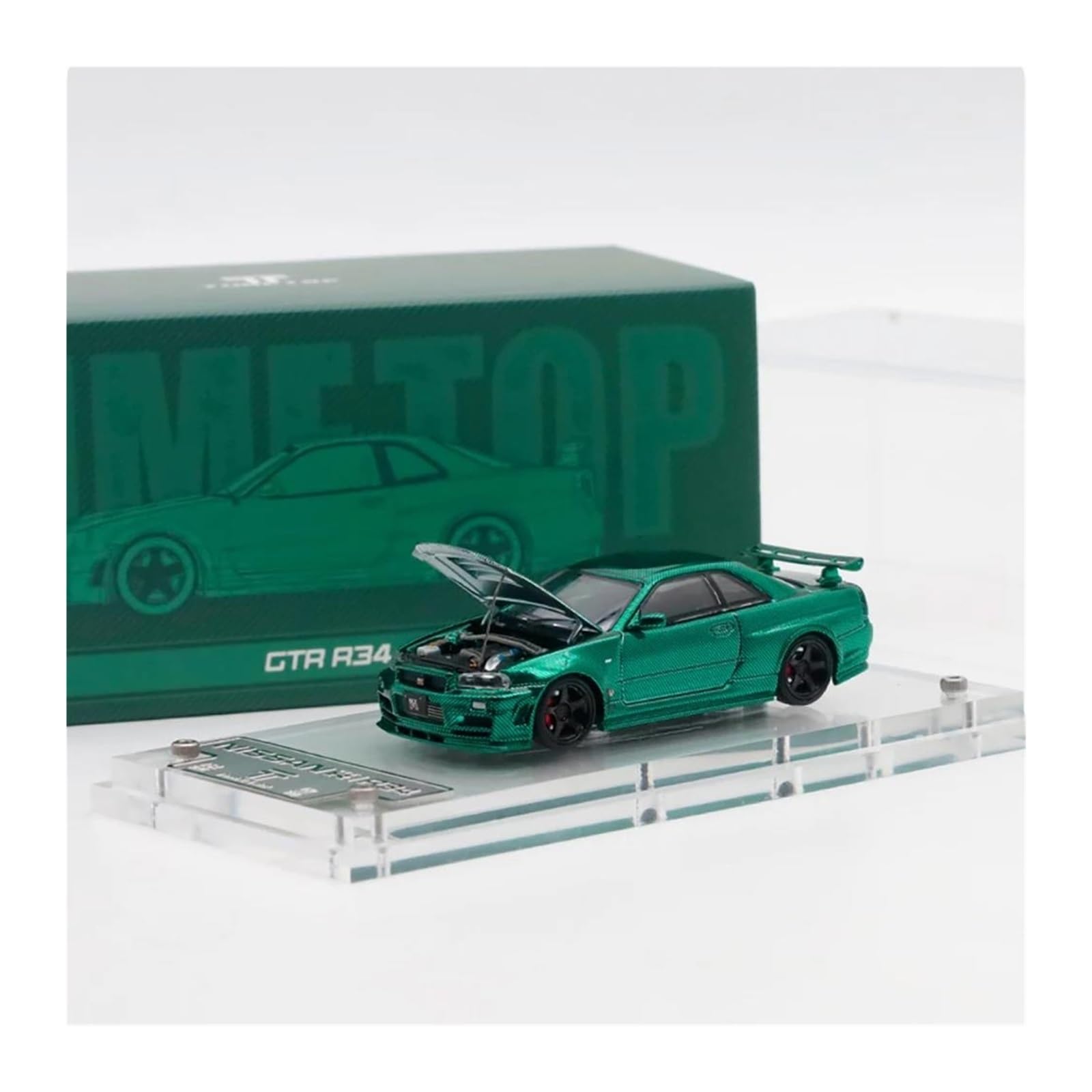 Metallo Scala Replica Modello di auto in lega Nissan Gt-r R34 in scala 1 64 versione con coperchio aperto collezione decorazioni per la casa Hobby Veicoli Giochi Set