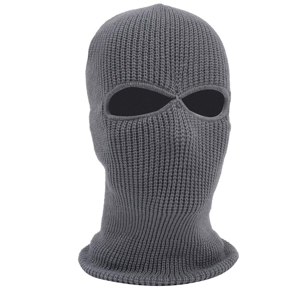 Winter 2 Hole Knitted Full Face Cover Ski Mask Bike Cycling Balaclava Headwrap for Women Men Outdoor Sports