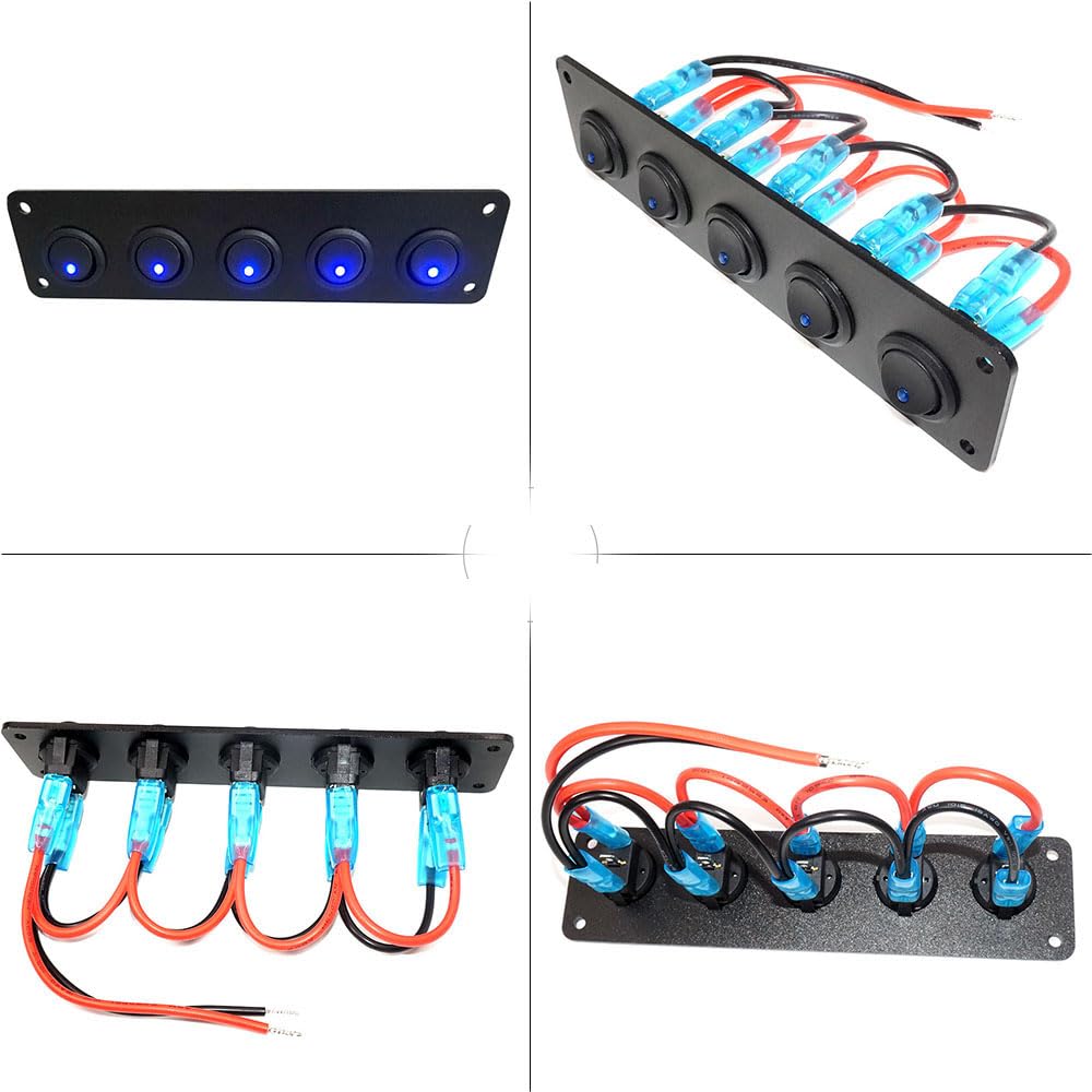 5 pannelli di controllo indipendenti per veicoli da 12 V a 24 V, auto, barca, SUV, camion, yacht, camper (pannello switch -A)