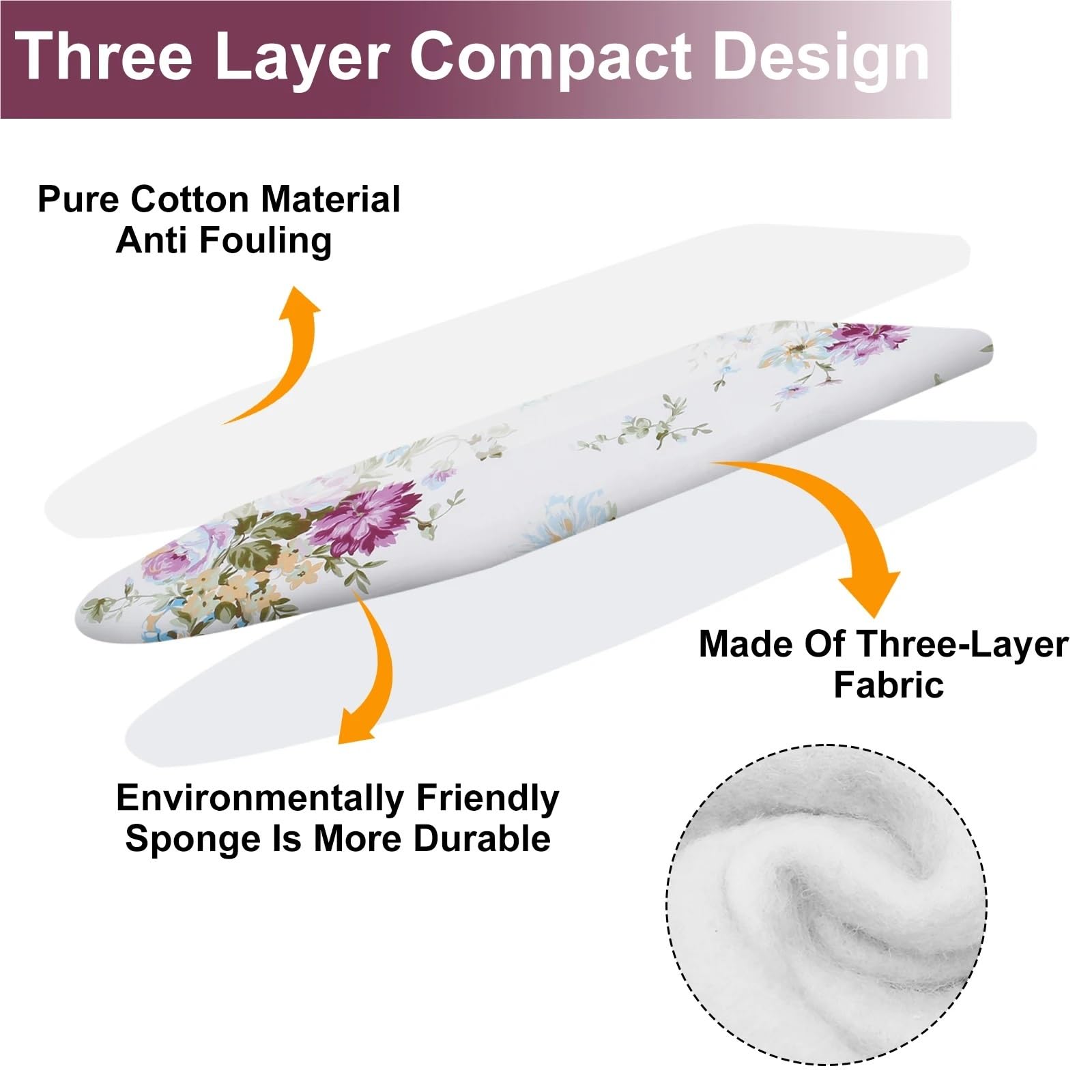 Bügeltischabdeckungen Eay Cover passt auf Bretter, Bügelbrettunterlage mit elastischen Kanten, universal, hitzebeständig, klein, langlebig(Leaf)
