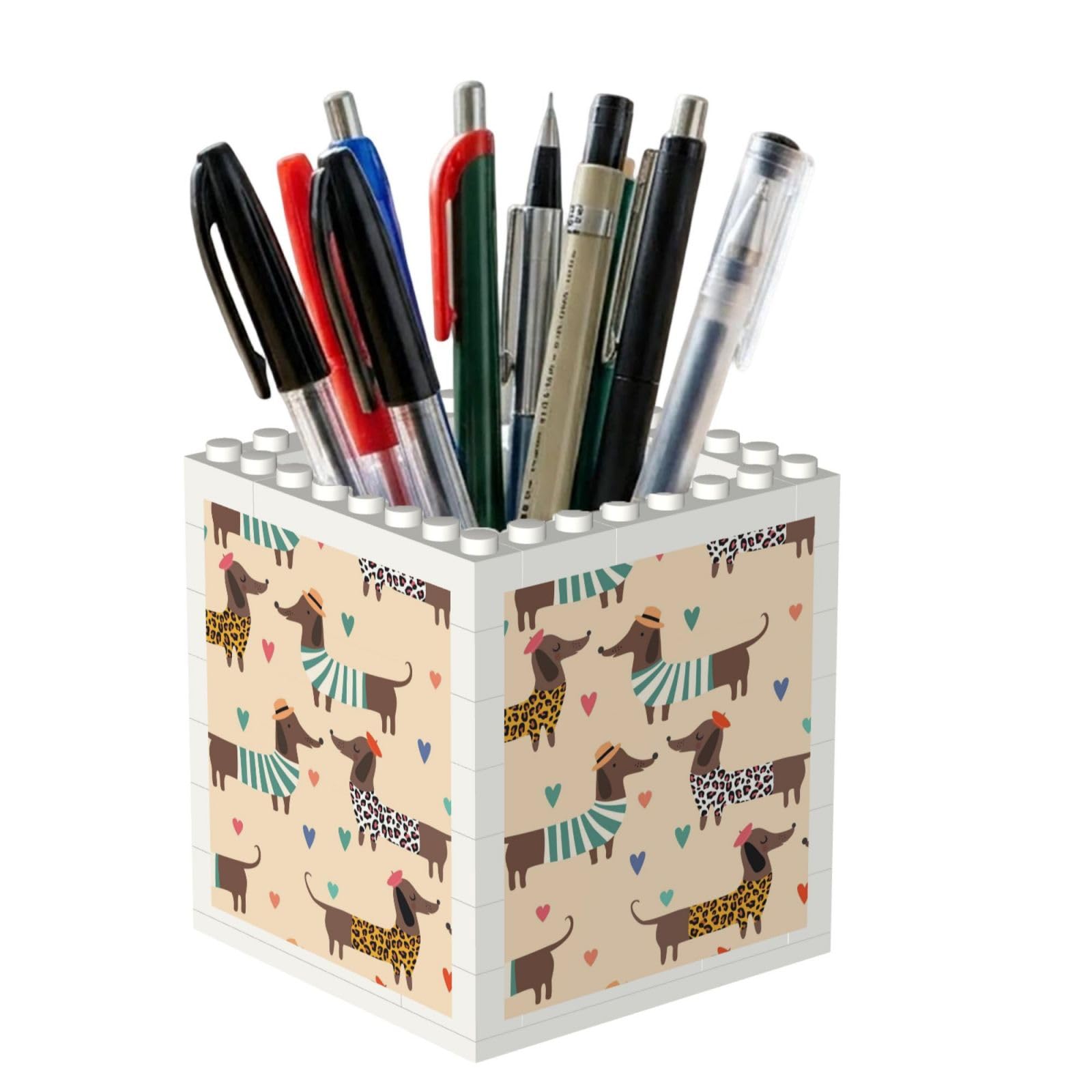 Poadnly Dachshund Dog, Pen Pot Pencil Holder for Office Home School, Compact Desk Organiser for Office Stationery
