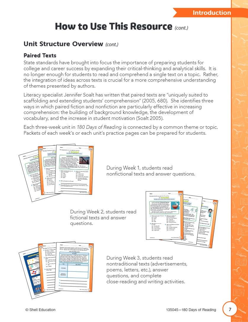 Shell Education 180 jours de lecture, d'orthographe, de langue et de mathématiques 3e année : ensemble de 4 livres
