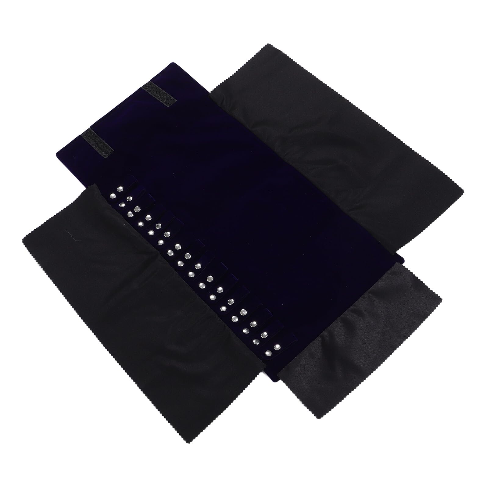 Toyvian Estuche Portátil de Terciopelo Azul Oscuro para Joyas, Organizador Rollo para Collares y Anillos Bolsa Enrollable Compacta para Viajes y Uso Diario