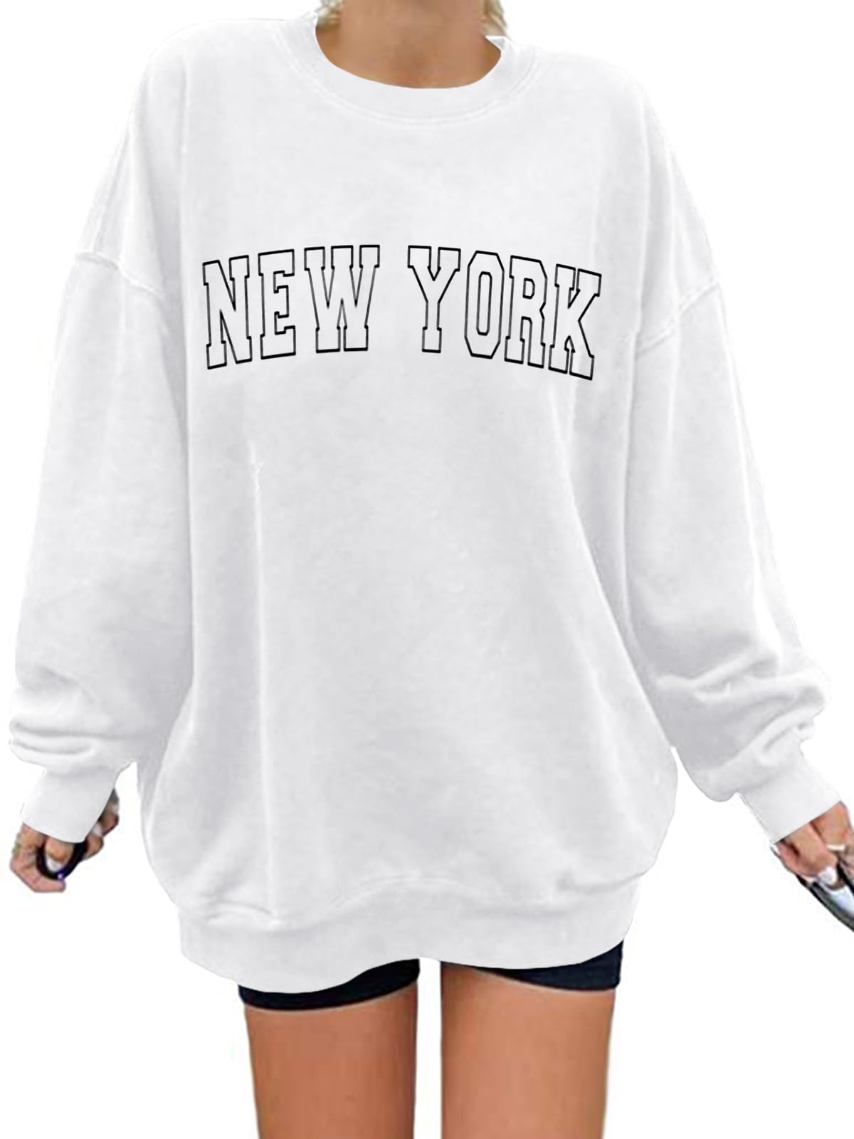 Langwyqu Women's Oversized Sweatshirt Los Angeles California Crewneck Long Sleeve Casual Loose Pullover Tops