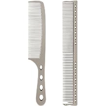 Hair Styling Comb, 2 Pieces Metal Combs for Hair Women Space Aluminum Stainless Steel Antistatic Spar Hair Cutting Comb Beauty Tool Silver