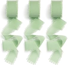 Nastro Chiffon, 3 Rotoli Nastro Chiffon Verde Salvia, Nastro Verde Salvia, 4 cm x 6,5 m Nastrino per Bomboniere, Nastro Regalo Adatto per Regali Inviti Festa Decorazione DIY