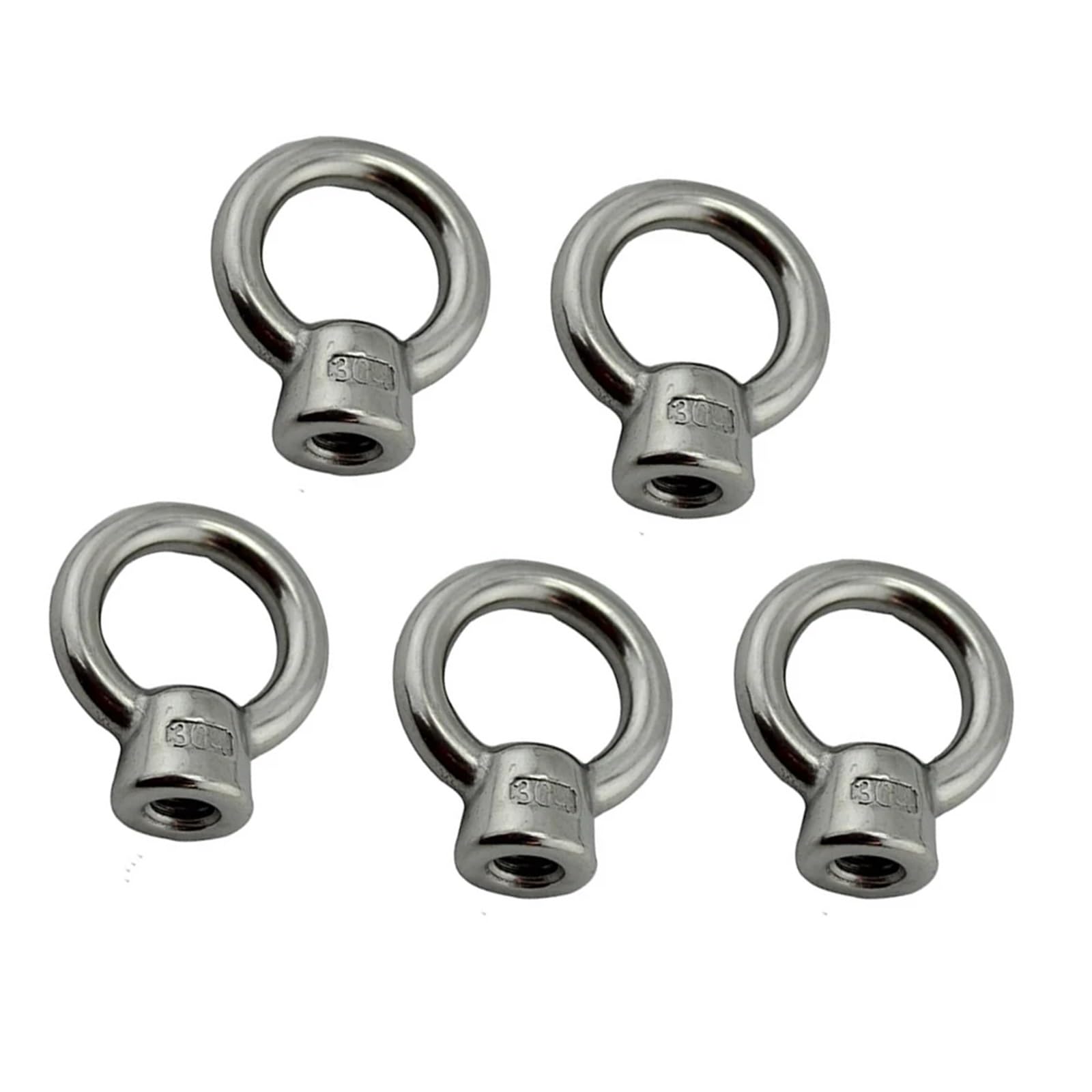 Cancamos Metalicos 5 tuercas de ojo de elevación M6 M8 M10 M12 de acero inoxidable 304, tuerca de ojo de alto pulido de acero inoxidable(1169-M12)