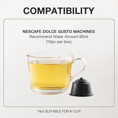 Miniatura 3 de TEA CHÂTEAU Matcha Latte - Cápsulas de leche entera de azúcar morena en polvo de Okinawa, compatible con máquinas Nescafe DG, 10 cápsulas (paquete