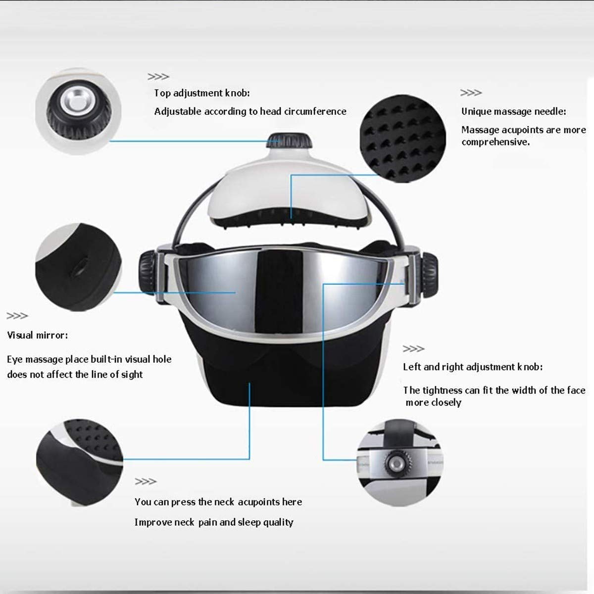 YLAN Massaggiatore Casco per La Testa Elettrico Strumento per Massaggio del Sonno per Curare L'insonnia Alleviare L'apparato Rilassante per Il Mal di Testa