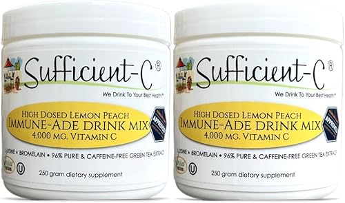 Miniatura 8 de Sufficient-C Alta dosis de 4000 mg Vitamina C sin OMG - Mezcla de bebida inmune de melocotón limón tamaño de 882oz - hidratación saludable y