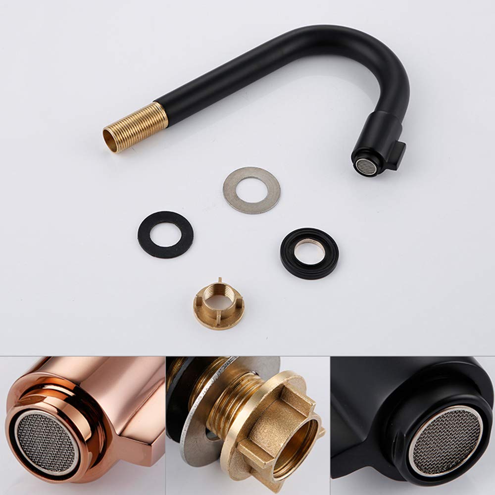 Grifo para Lavabo de baño de latón Dorado Rosa con un Solo Orificio, Grifo de Lavabo de baño montado en la Cubierta con válvula de cerámica, Grifo de Agua fría Simple para Cocina, baño, grif