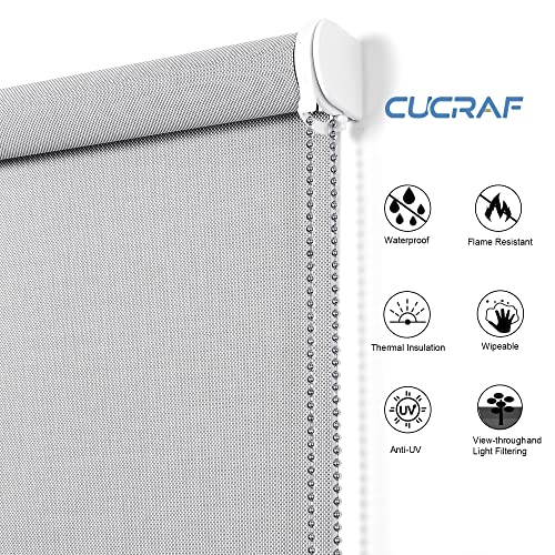 Cucraf Solar Window Shades Light Filtering Roller Shades For Windows Privacy Protection, Sheer Shades Uv Protection Blinds For Windows, Home, Office, Easy To Install,20" W X 72" H,Grey #TOP3