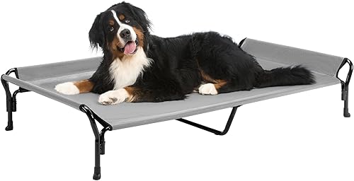 Veehoo Cama elevada refrescante para perro, cama elevada para perro, base de cama para perro a prueba de mordeduras con malla Teslin lavable y