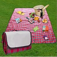 MOLHEM Picnic Blanket with Carrying Handle 200x200CM, Waterproof Sand Proof Beach Blanket Outdoor Garden Washable Picnic Mat Camping Accessories for Outdoor Activities