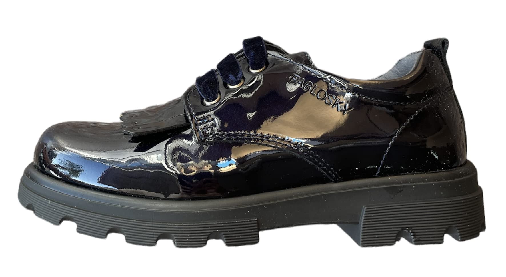 Hecho en España Pablosky - Calzado Colegial para Niño y Niña Marca Pablosky - Zapatos Colegiales - Variedad de Modelos - Tallas 20-42 (Marino Charol Cordón, Numeric_35)
