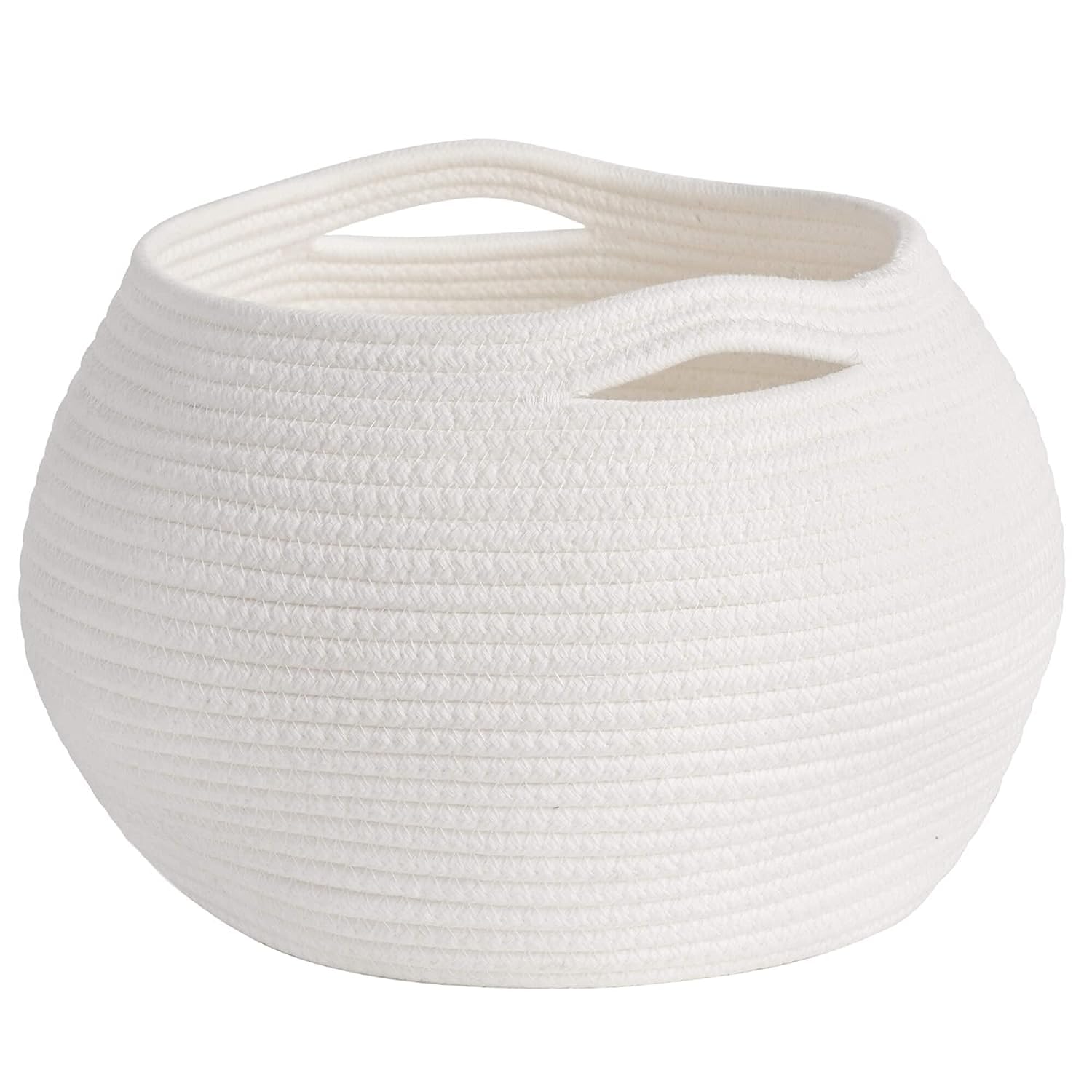 GLEAM Cute Round Basket - Cotton Rope Jute Baskets in Living Room Woven Towel Basket Bedroom Storage Bakset for Children Corner Plant Basket Indoor 9 x 9 inch (White)