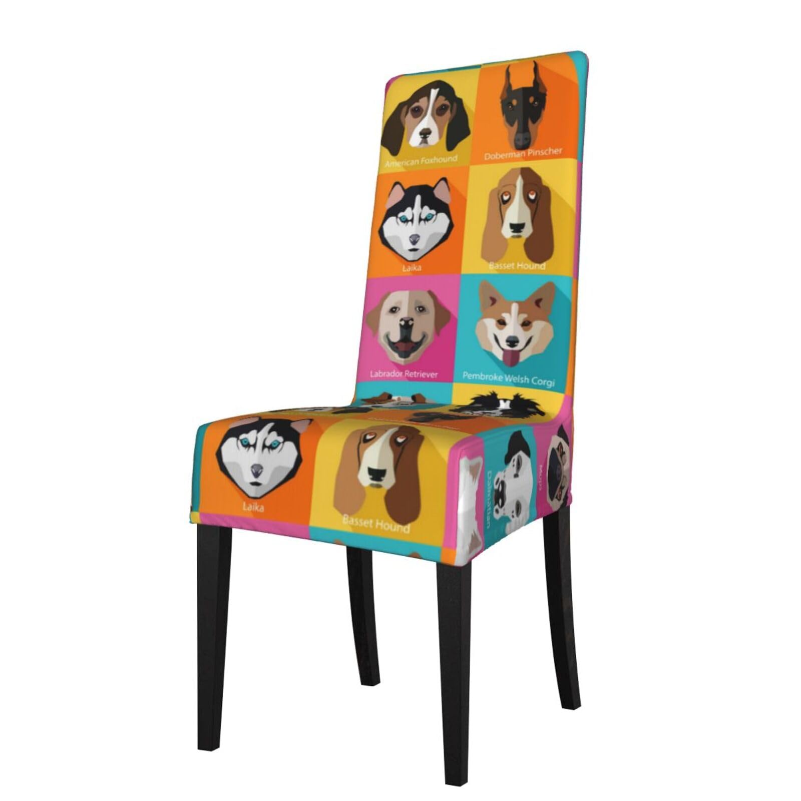 Lkymoh As Picture Dog Pugs, Chair Covers Stretch Chair Slipcovers For Dining Room, For Party Pet Protection Universal Fit Soft Polyester