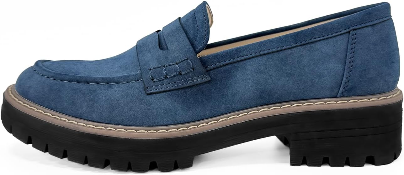 Bandkos Womens Platform Penny Loafer Slip On-Suede Chunky Dress Loafers Casual Business Oxford for Work - Image 8