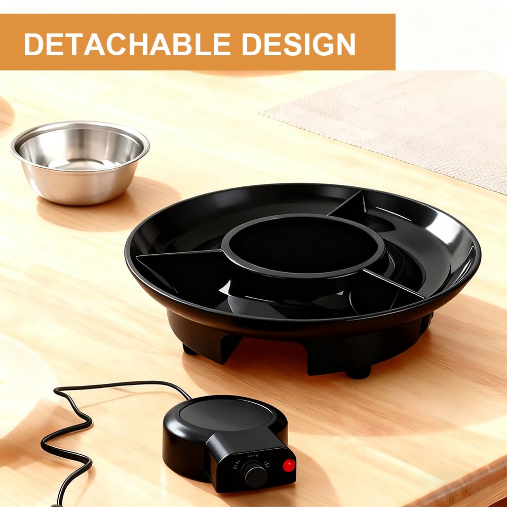 Set per fonduta di cioccolato, 260 ml, fonduta di cioccolato, fonduta con 2 livelli di temperatura, 2 forchette, rimovibile, ideale per frutta, biscotti, biscotti di Natale (nero)