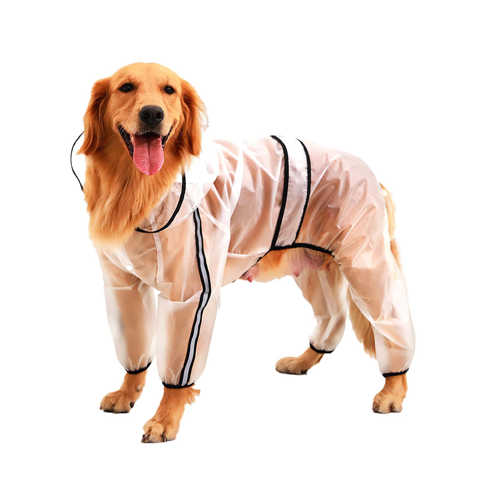NALACAL Clear Dog Rain Coats, Waterproof Dog Raincoat, Rain Jacket Raincoat, Adjustable Reflective Lightweight Pet Rain Clothes, Dog Hooded Slicker Poncho fit for Large Dogs (3XL)