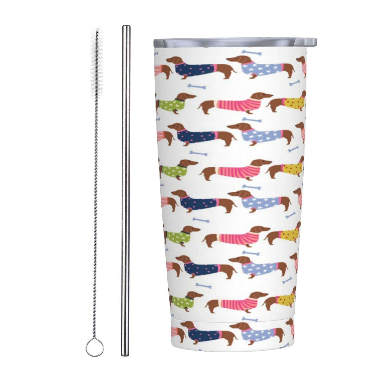 LOUJIN Suéter de perro salchicha con abrigo rojo de raza de perro de 20 onzas, taza de viaje al vacío, botellas de agua, vaso de acero inoxidable, taza de café