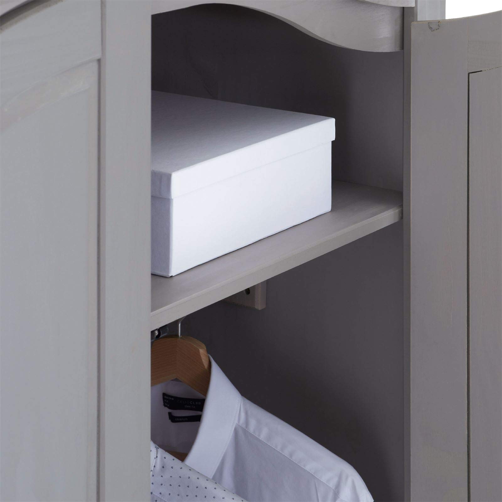 Kleiderschrank Ramon Garderobenschrank Mexiko Möbel Kiefer massiv,grau/gebeizt,gewachst, 2 Türen und 1 Schublade