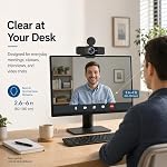 4K Webcam pour PC, Autofocus USB Webcam avec micro-phone paranteur de bruit, protection de la vie privée, prise & Jouer Caméra Web pour Zoom, Équipes, Skype, Google Meet, Ordinateur portable/Desktop