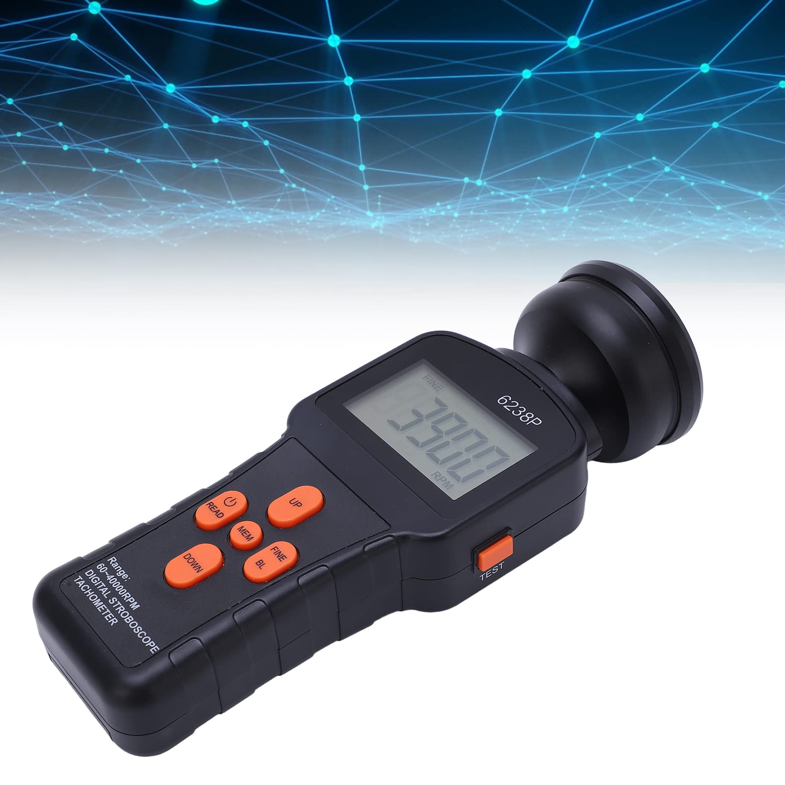 FTVOGUE Estroboscopio, Tacómetro Portátil LCD Grande de Mano, Tacómetro de Flash Digital de 60000 RPM para Motores y Maquinaria