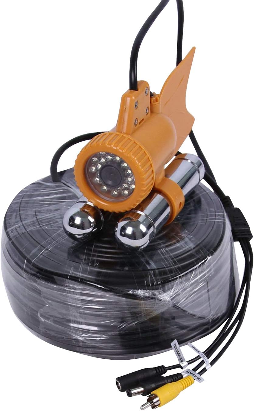Underwater Fishing Camera HD CCD 1000TVL 24Pcs White LED 100 Degree View Fish Finder Video Camera (30Meters Cable)