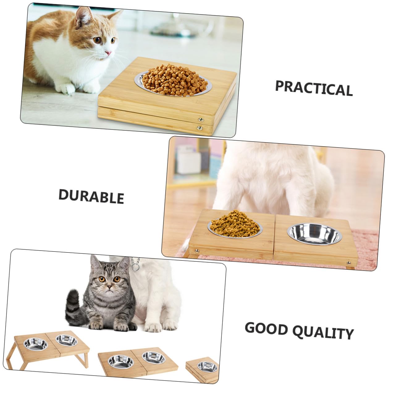 Yardwe 1pieza Comedero Doble para Perros y Gatos Soporte De Acero Inoxidable Diseño Fácil De Limpiar y Resistente Deformaciones