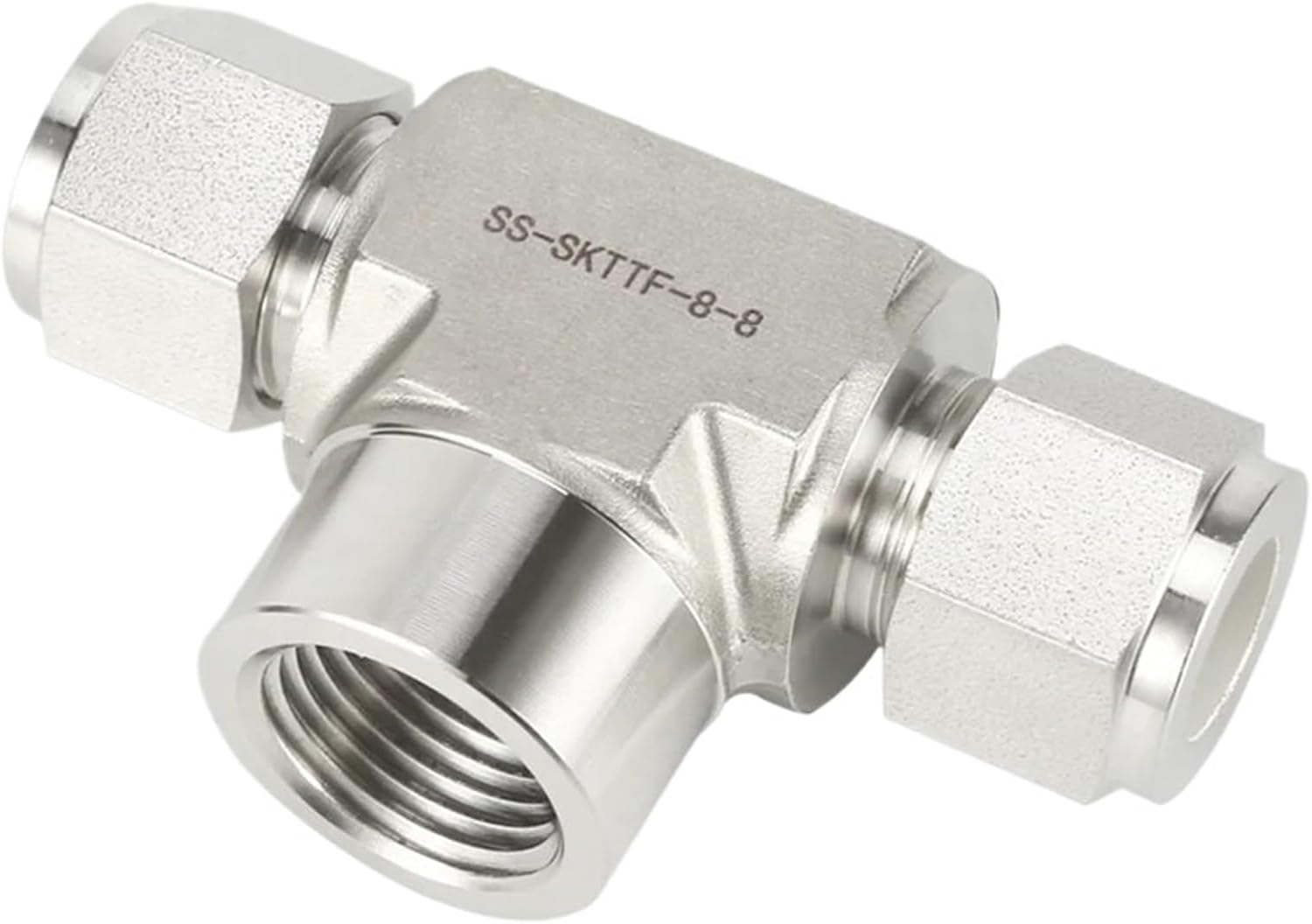 1pcs Stainless Steel 316 Female NPT TEE Double Ferrule Compression Tube Fitting 30MPa 1/8 1/4 3/8 1/2 6 8 10 12mm replace Swagelok(0.25 in LOK)