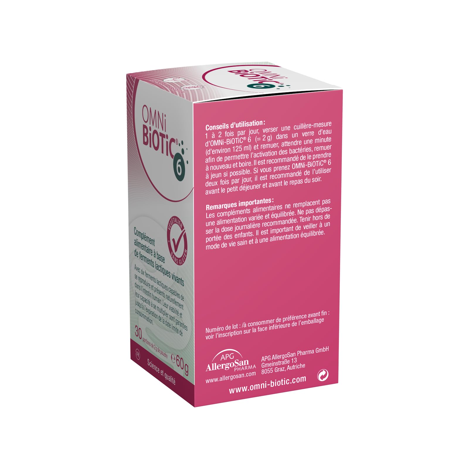 OMNi-BiOTiC 6 | Probiotique | Équilibre intestinal au quotidien | 6 souches bactériennes | 4 milliards d’UFC par portion | 30 portions | Flacon en verre | En poudre