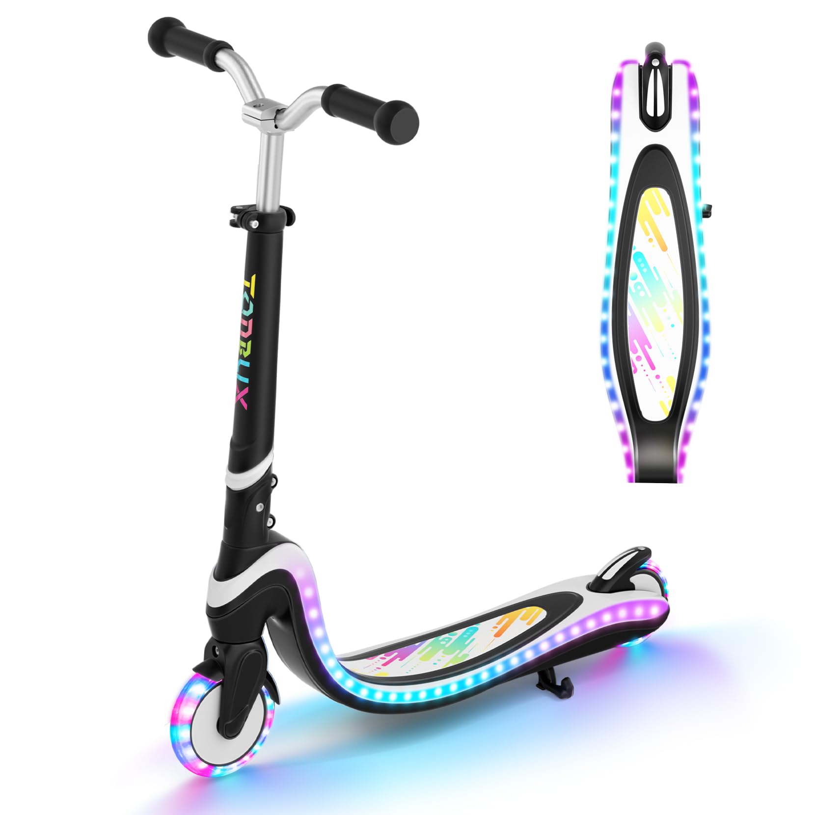 Scooter for Kids Ages 3-12 TONBUX 2 Wheel Kids Scooter with Light Up Wheels & Stem & Deck, 3 Adjustable Height Handle, Lightweight Portable Kick Scooters for Girls Boys Toddler, up to 50kg