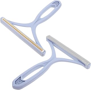 2pcs Pet Hair Remover and Fabric Lint Scraper for Clothes and Carpets Static Electricity Hair Remover Tool for Sweaters and Furniture Blue Household Laundry