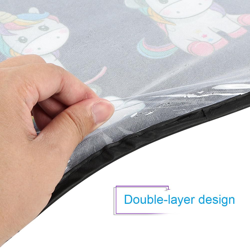 URAQT Car Sun Shade, Compatible with Passenger Cars, Car Window Sun Shade with UV Protection (Set of 2) for Children Unicorns - Image 3