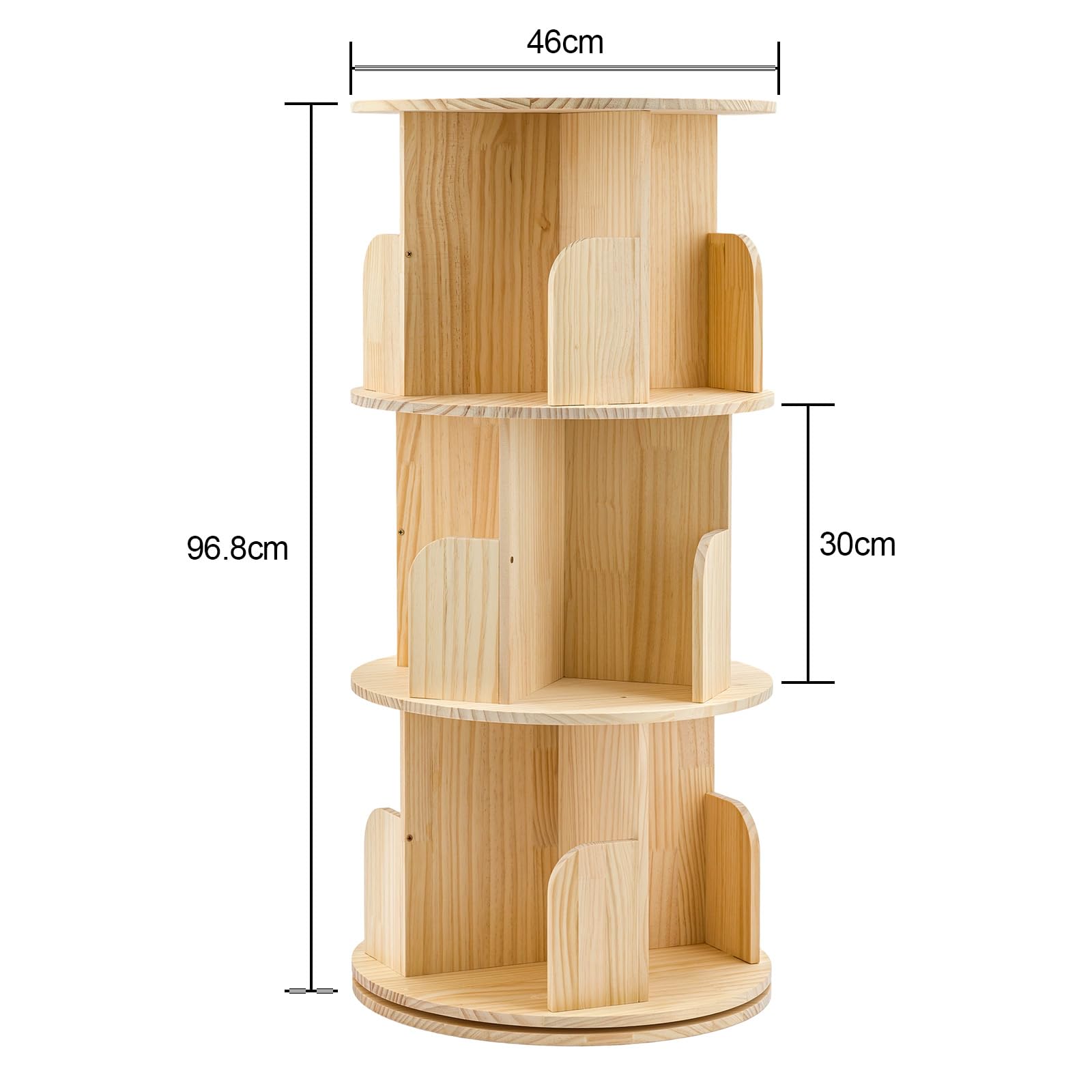 Youyijia 3-Stöckiges Drehbares Bücherregal 360° Frei Bücherregal Kinder Brehregal Düroregal Standregal Drehregal Büroregal Dekoregal für Wohnzimmer, Arbeitszimmer, Büro, als Raumteiler