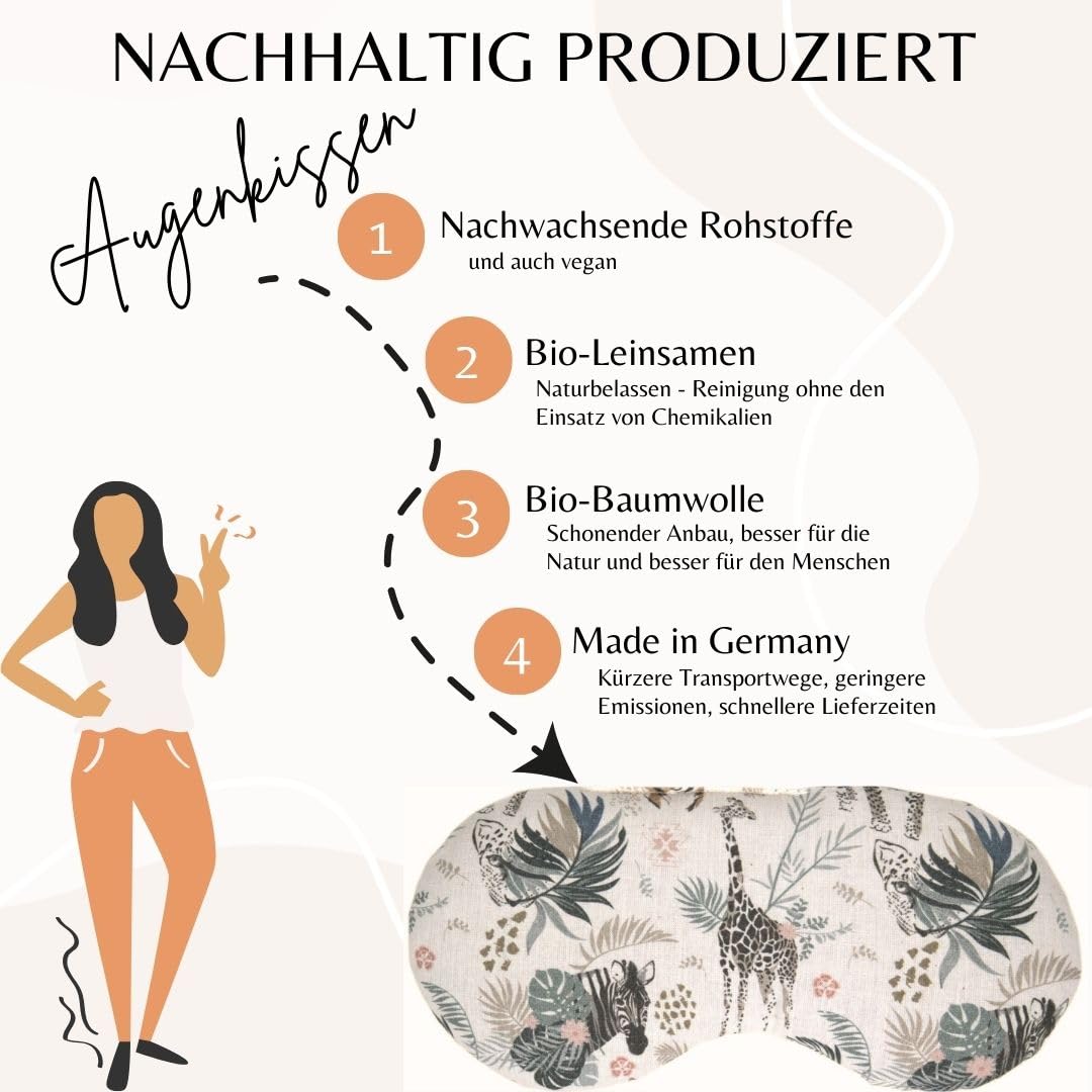 Bio-Bio Augenkissen Augentrost & Leinsamen "Wilde Tiere" zur Entspannung, zum Kühlen, erwärmen oder für Yoga