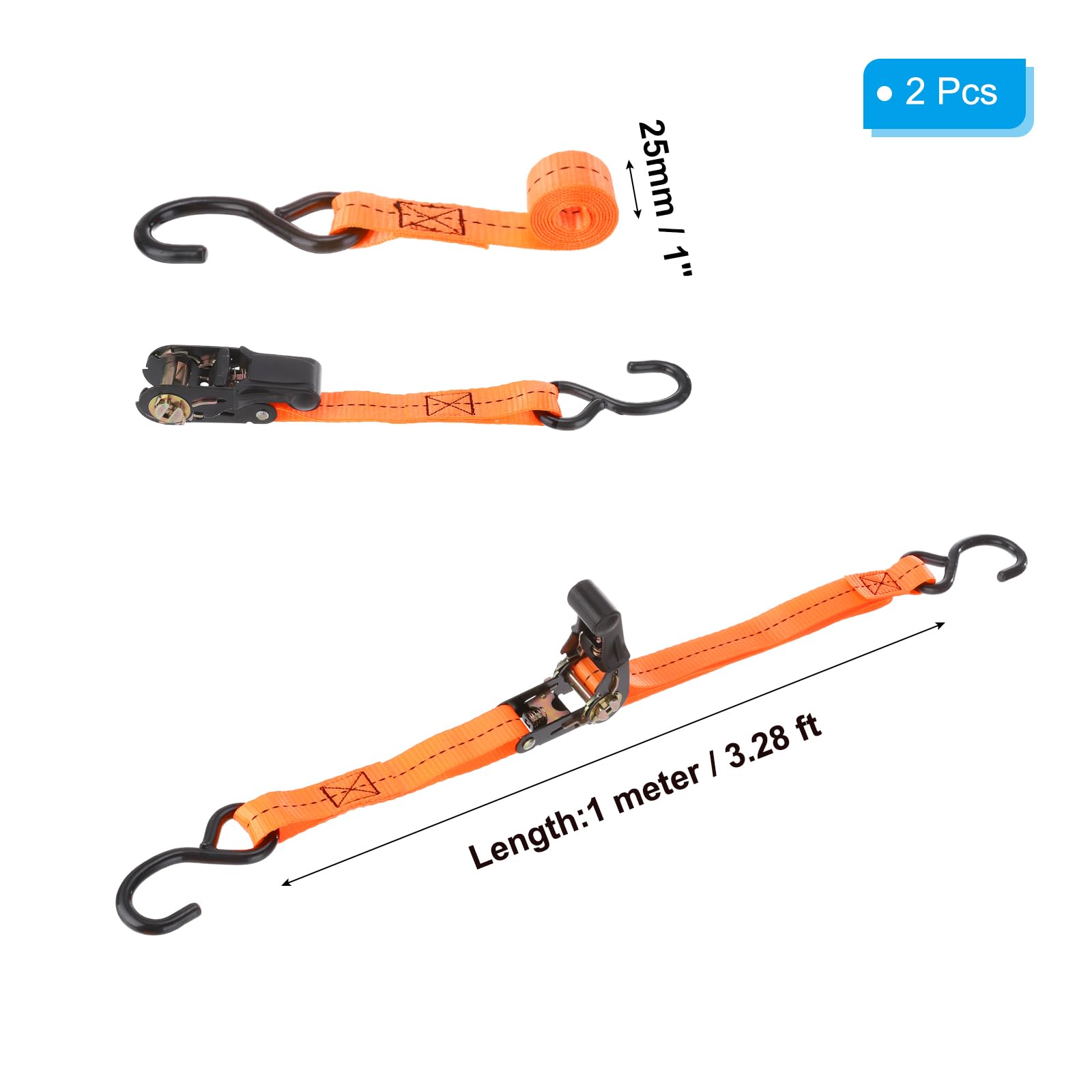 PATIKIL Boat Trailer Transom Tie Down Straps 25mm x 1 m / 1"x3.3' - Image 2