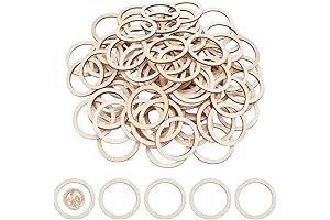 NBEADS 100 Pack 5 cm Unfinished Wood Rings for DIY Crafts