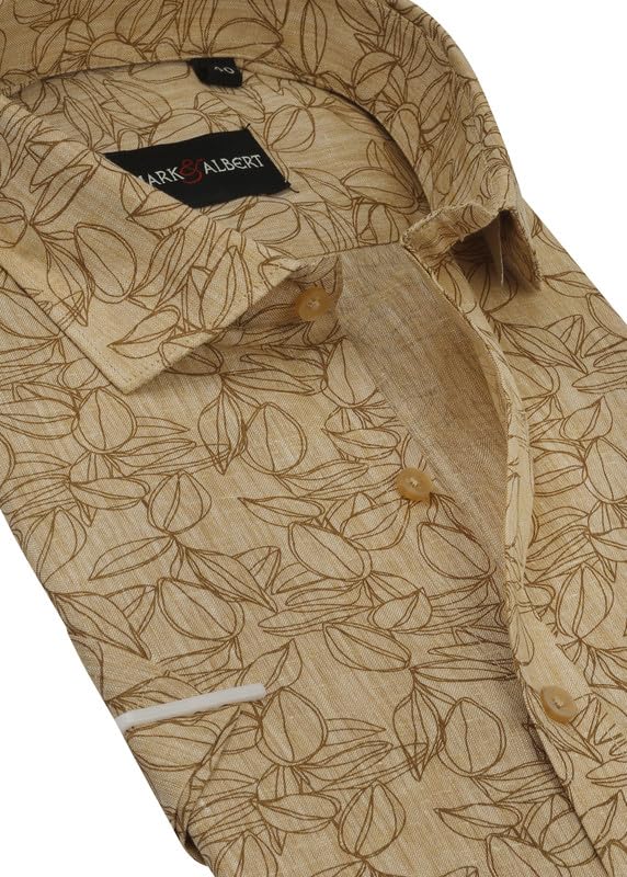 Image of MARK & ALBERT Men's Half Sleeve Linen Slim Fit Shirt