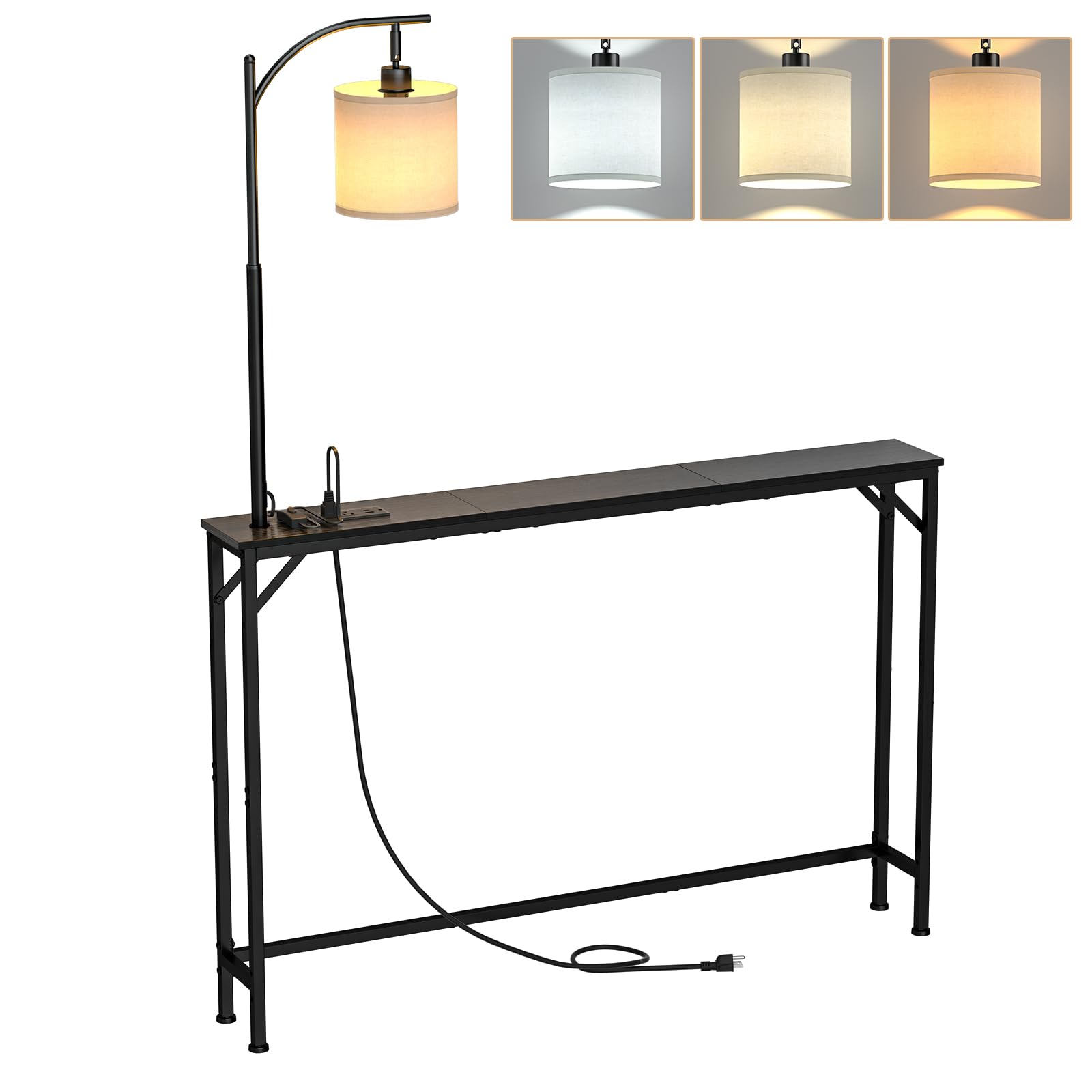 keomaisyto Narrow Console Table with 3-Color Light & Outlet for Living Room — image 1
