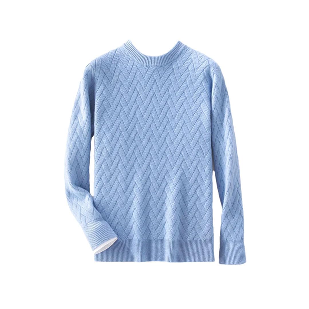 Maglione da uomo in cashmere caldo e spesso, girocollo, sottile, lavorato a maglia, con fondo in lana