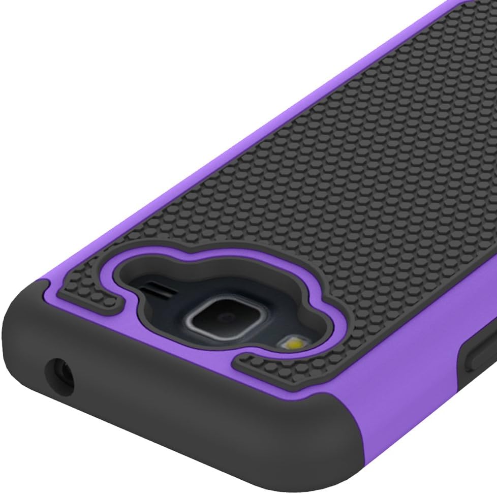 LK J3 Case, Express Prime Case, Amp Prime Case, [Shock Absorption] Hybrid Armor Defender Protective Case Cover for Samsung Galaxy J3 / Express Prime/Amp Prime (Purple)