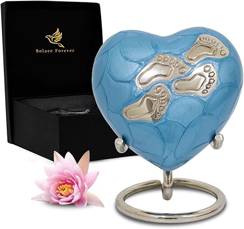 Urna de corazón para cenizas de bebé, urna de cremación de corazón con soporte para bebé niño y niña, urna de bebé en forma de corazón para cenizas,