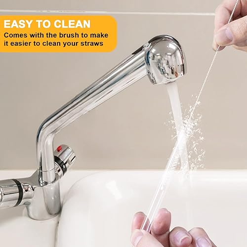 Miniatura 4 de Paquete de 6 popotes de repuesto para vaso Hydrapeak Voyager de 40 onzas con asa, popotes transparentes reutilizables con cepillo de limpieza,