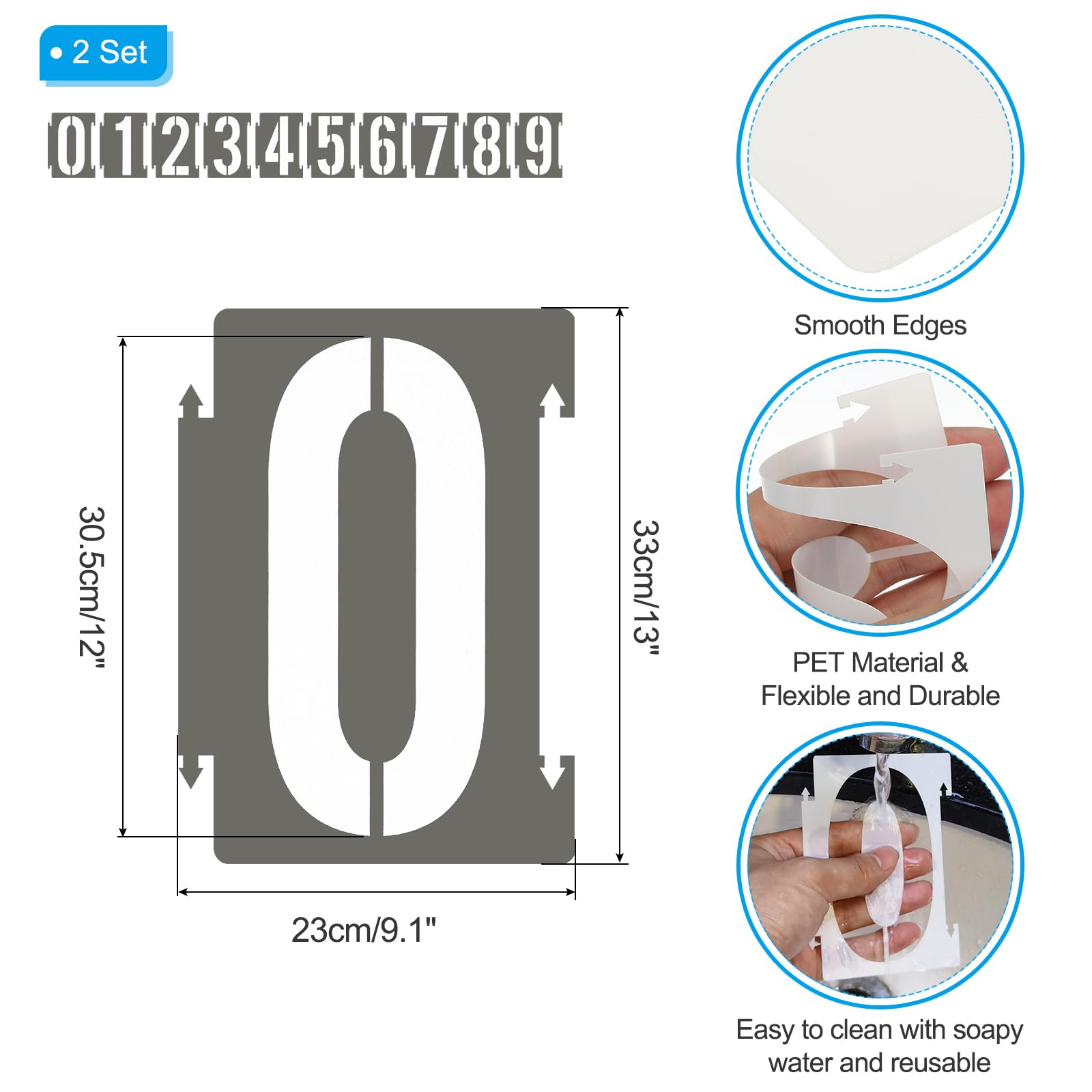 PATIKIL 20Pcs 12 Inch Large Number Stencils, 0-9 Address Number Stencil - Image 2