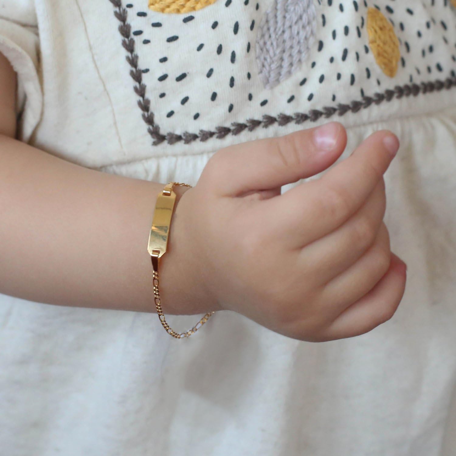 Lucardi - Kinder Armband mit Armreif - Rechteckig - Schmuck - Geschenk Gold