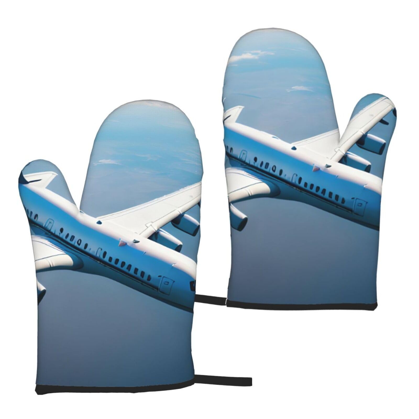 Airplanes Print Heat Resistant Universal Fit Oven Microwave Gloves Home Cooking Baking Grilling