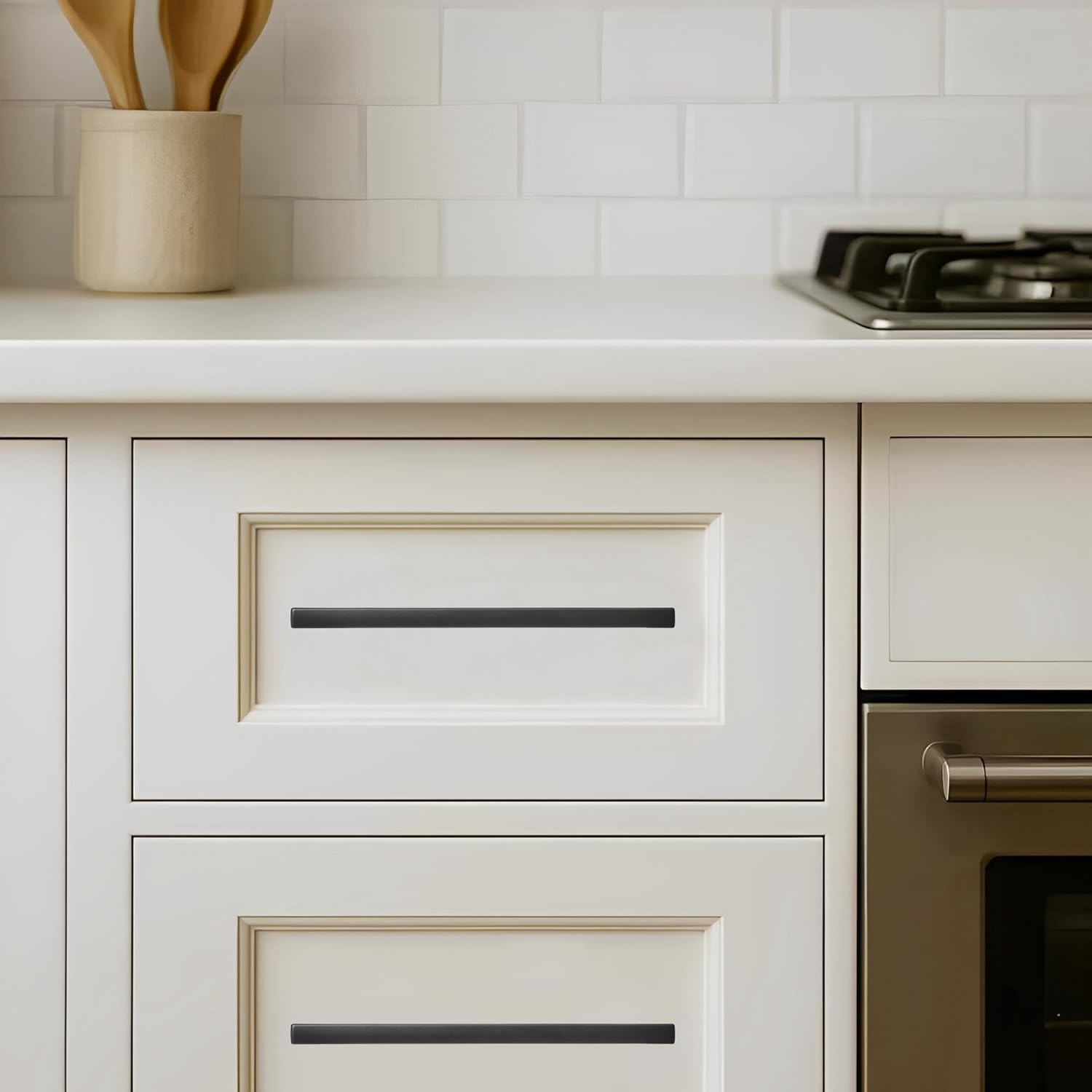 Square Matte Black Appliance Pull - LML207, 12 in (305 mm) — KHTUMEWARE