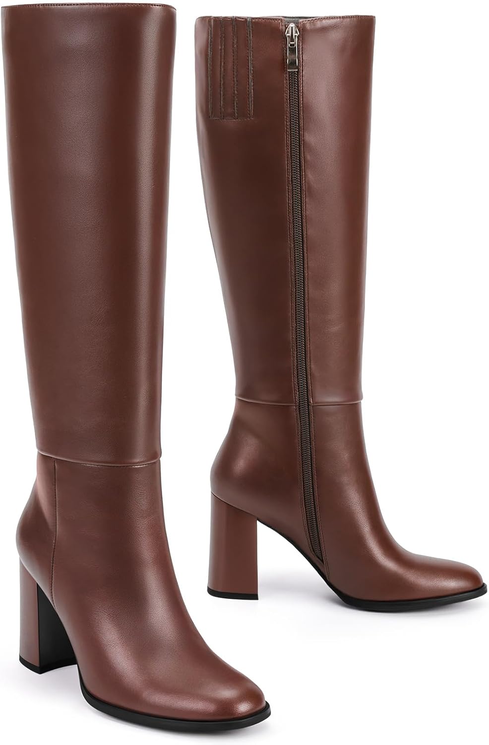 Lumeheel Women Knee High Boots Round Toe Chunky Heel Boots Gogo Boots with Side Zip Fashion Tall Boots for Women - Image 5